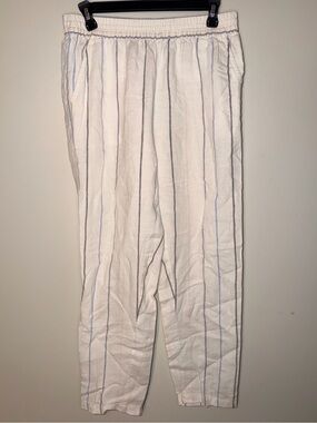 C&C California White Linen Striped Tapered Pants